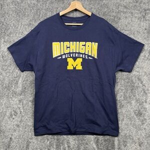Michigan Wolverines T Shirt Graphic Logo Adult Size XL Blue Pro Edge